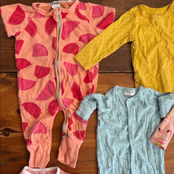 3 to 6 month baby girl bundle of sleeper pjs bathing suit dress shirts - Picture 5 of 15